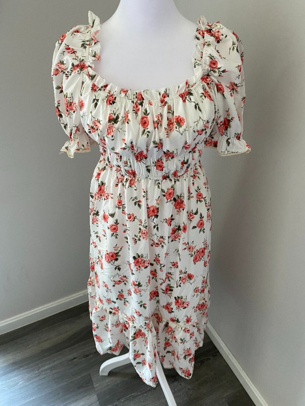 Floral Print Puff Sleeve Dress